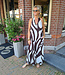 Lange Halterjurk met Print Donkerbruin/Crème