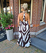 Lange Halterjurk met Print Donkerbruin/Crème