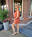 2-delige Set Vhals Blouse+Broekrokje Donker Oranje