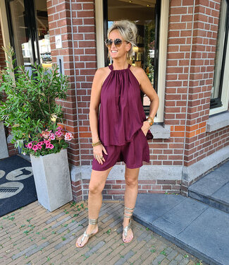 2-Delige Haltertop + short Bordeaux