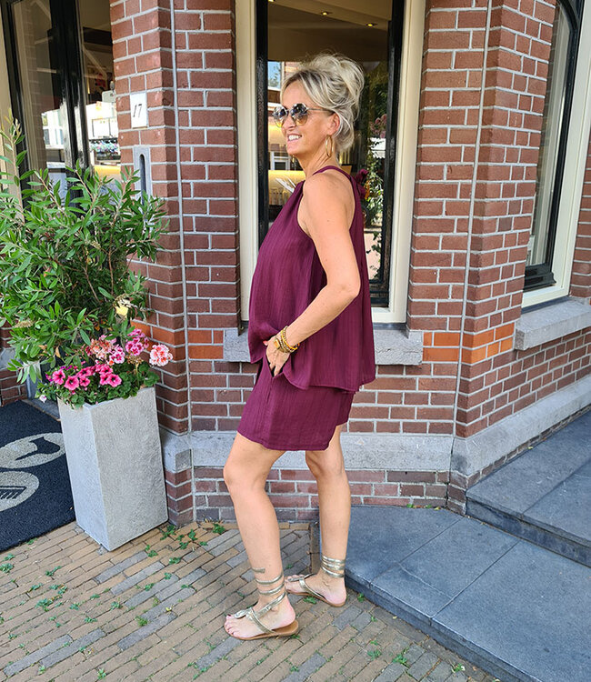 2-Delige Haltertop + short Bordeaux