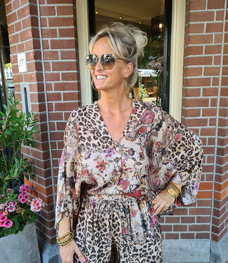 BoeBou Oversized Zijdelook Blouse Leo Bruintinten