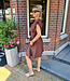 Azzurro Ruffle Dress Getailleerd Elastiek Donkerbruin
