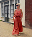 2-Delige Set Ballon Top + Wijde Broek Donker Oranje