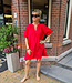 Luchtige Oversized Tuniek/Blouse/Jurk Rood