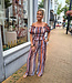 2-delige Offshoulder Top + Broek Strepen Bruin/Blauw