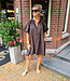 Luchtige Oversized Tuniek/Blouse/Jurk Donkerbruin