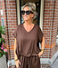 Oversized Linnenlook Blouse Donkerbruin