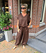 Oversized Linnenlook Ballon Broek Donkerbruin