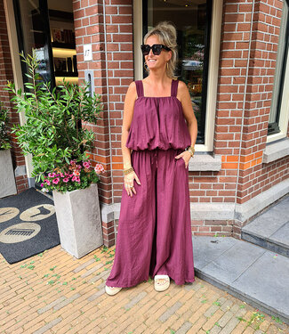 2-Delige Set Ballon Top + Wijde Broek Bordeaux