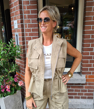 Ambika Gilet Beige Gesmokt Aleid