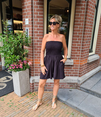 Dunne Strapless Basic Playsuit Zwart