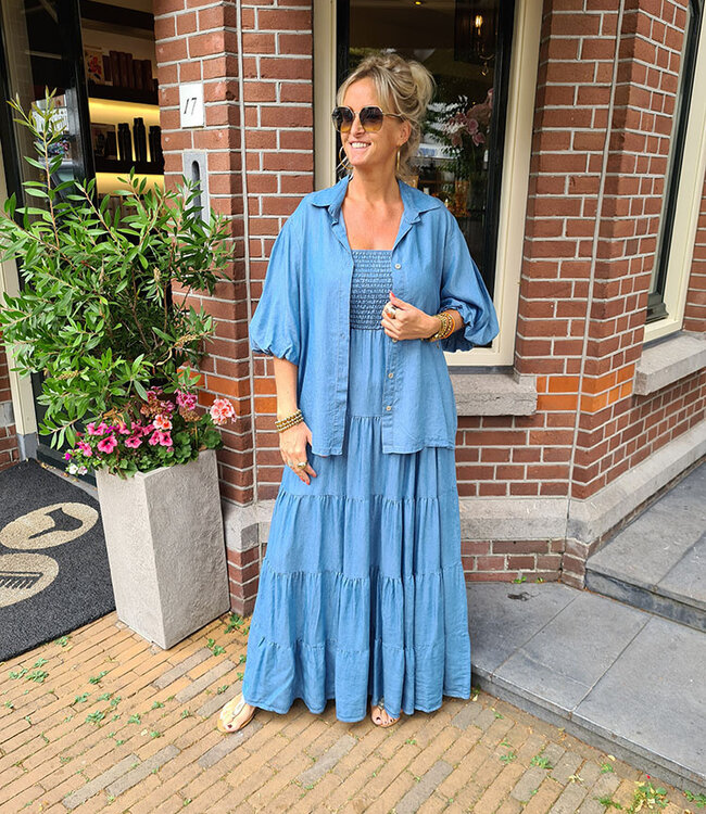 Blouse Pofmouw Dunne Denim