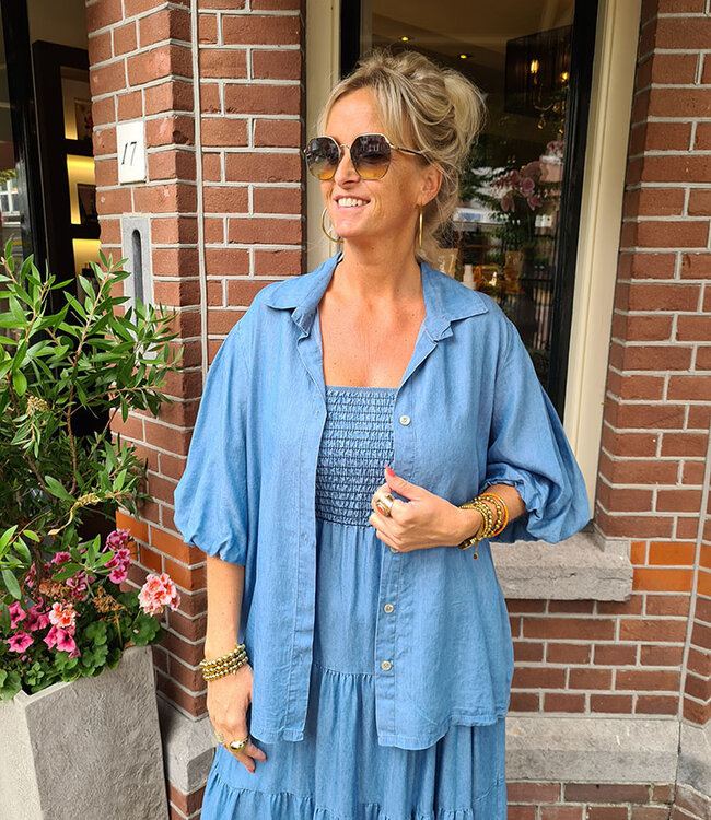 Blouse Pofmouw Dunne Denim