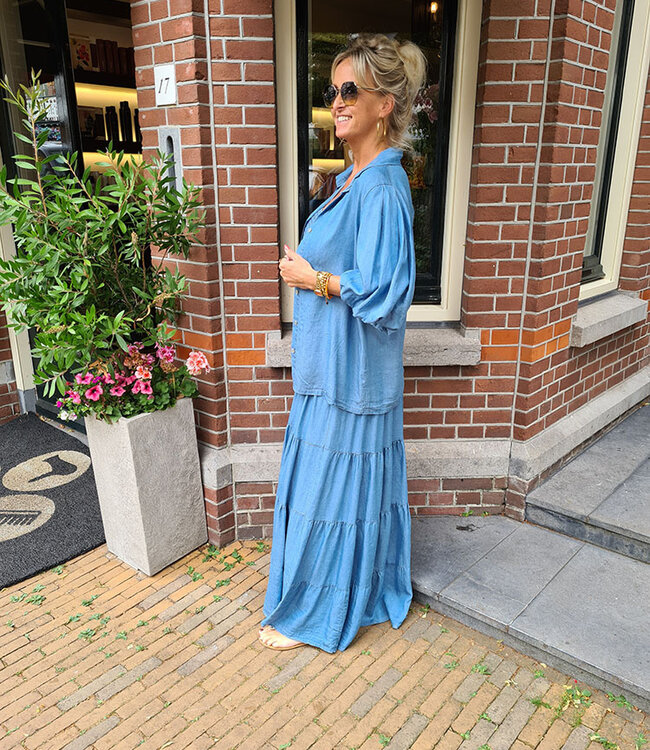 Blouse Pofmouw Dunne Denim