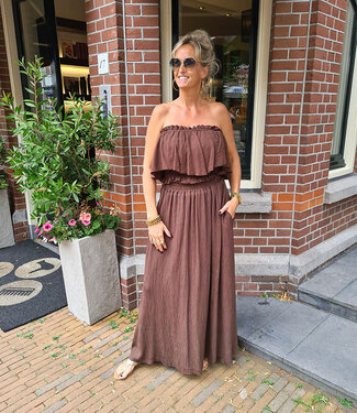 Azzurro 2-Delig Strapless Top + Rok Donkerbruin