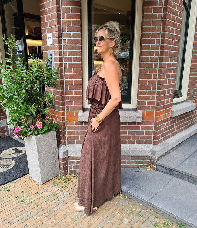 Azzurro 2-Delig Strapless Top + Rok Donkerbruin