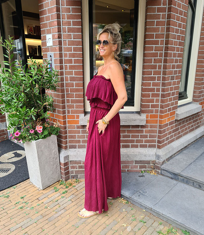 Azzurro 2-Delig Strapless Top + Rok Bordeaux
