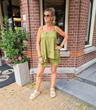 2-Delige Spaghettibandtop + Short Groen