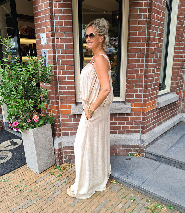 2-Delige Set Ballon Top + Wijde Broek Beige