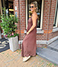 Azzurro Lange Spaghettiband Dress Donkerbruin