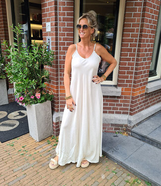 Azzurro Lange Spaghettiband Dress Crème