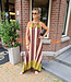 Lange Halterjurk Bruin/Roze/Groen Streep
