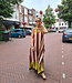 Lange Halterjurk Bruin/Roze/Groen Streep