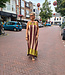 Lange Halterjurk Bruin/Roze/Groen Streep