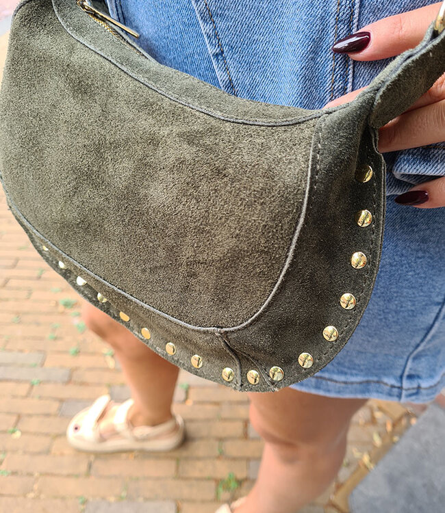 Suède Bag met Studs Monica Groen