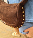 Suède Bag met Studs Monica Donkerbruin
