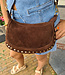 Suède Bag met Studs Monica Donkerbruin