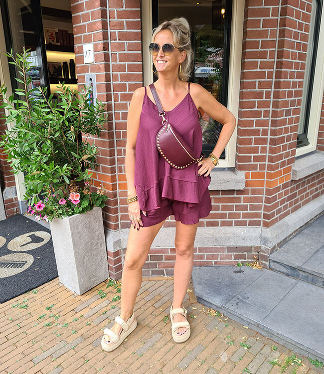 Crossbody met Studs Bordeaux