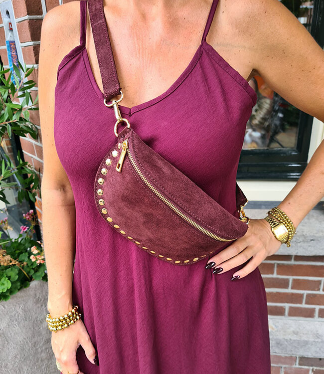 Crossbody Suede met Studs Bordeaux