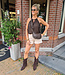 Leder Bag met Studs Monica Donkerbruin