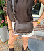 Leder Bag met Studs Monica Donkerbruin