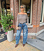 Offshoulder Streepjes Longsleeve Bruin/Wit
