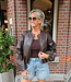 Lederlook Bomber Jacket Donkerbruin