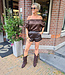 Zijdelook Offshoulder Blouse Donkerbruin