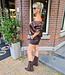 Zijdelook Offshoulder Blouse Donkerbruin