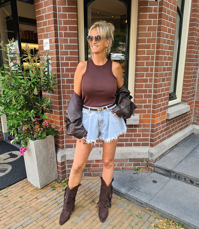 Halter Knit Top Donkerbruin