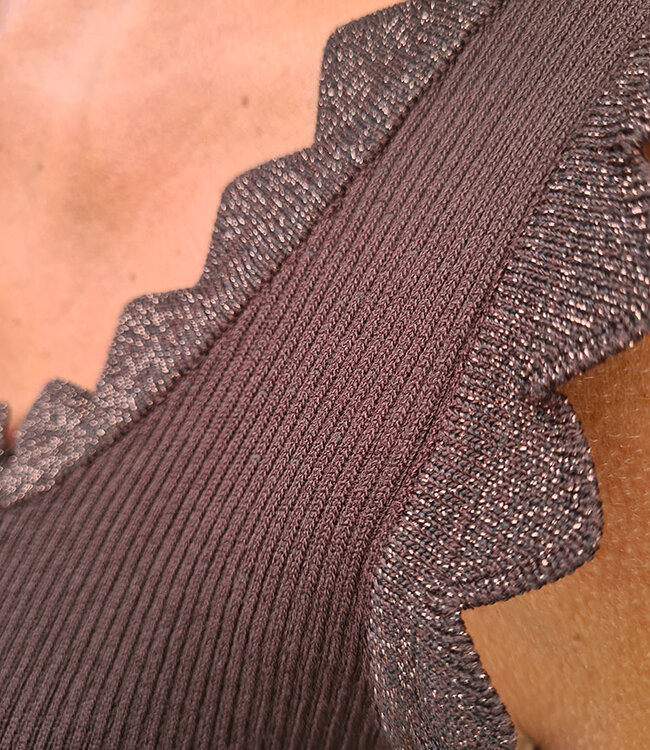 Ruffle Rand Hemdje Donkerbruin met Shimmer