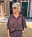 Tan Blouse Oversized Donkerbruin