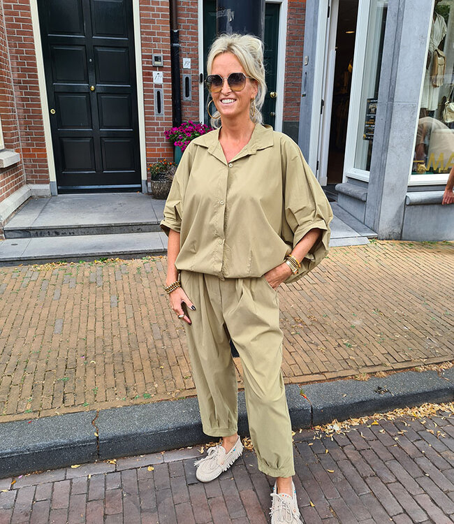 Tan Blouse Oversized Pistachio