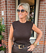 Mouwloze Knit Top met Strass Donkerbruin