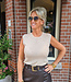 Mouwloze Knit Top met Strass Taupe