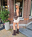 Blouse Opengewerkte Mouwen Donkerbruin