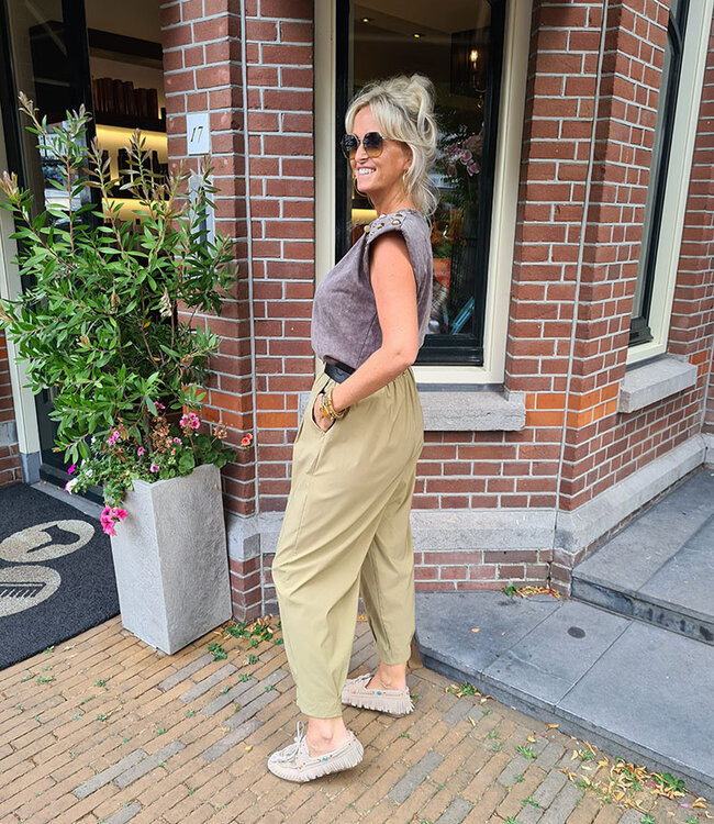 Mouwloze T-shirt met Studs Grey