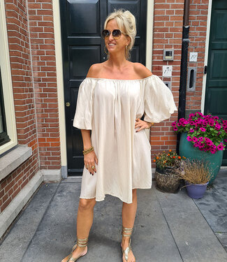 Azzurro Oversized Offshoulder Dress Beige