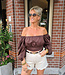 Blouse Short Offshoulder Donkerbruin